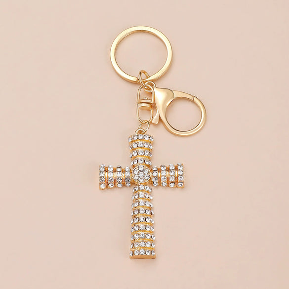 Wholesale Alloy Key Chain Pendant With Cross Crown Roman Numerals Electroplated