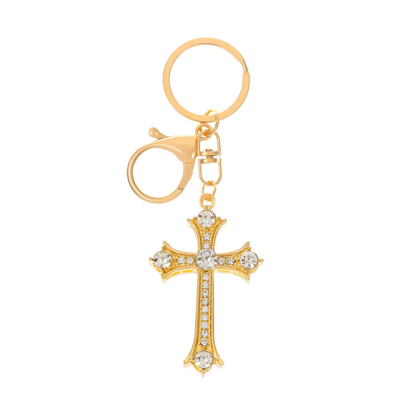 Wholesale Alloy Key Chain Pendant With Cross Crown Roman Numerals Electroplated