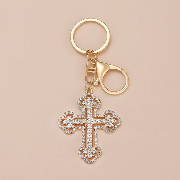 Wholesale Alloy Key Chain Pendant With Cross Crown Roman Numerals Electroplated