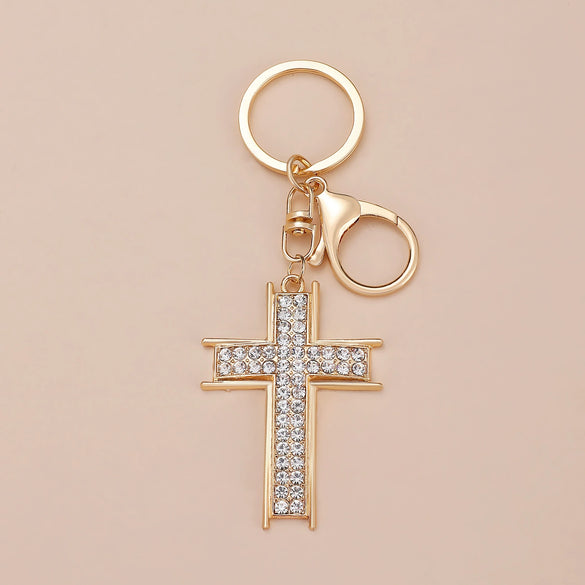 Wholesale Alloy Key Chain Pendant With Cross Crown Roman Numerals Electroplated