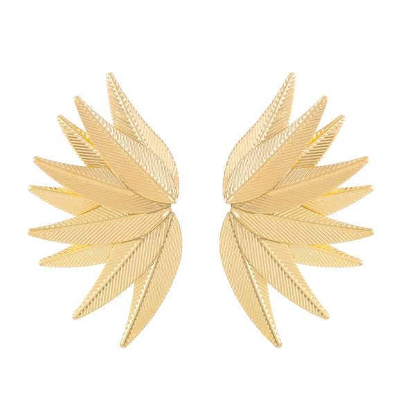 Wholesale Alloy Leaf Stitching Geometric Earrings For Women With Electroplating Treatment