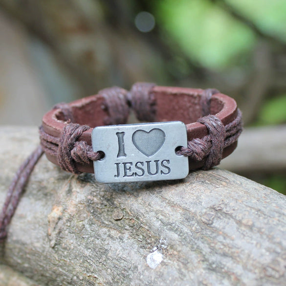 Wholesale Alloy Leather Letter Geometric Style Electroplated Unisex Bracelet