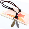 Wholesale Alloy Leather Rope Pendant Necklace With Leaf Pattern For Men Vintage Style Electroplated