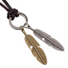 Wholesale Alloy Leather Rope Pendant Necklace With Leaf Pattern For Men Vintage Style Electroplated