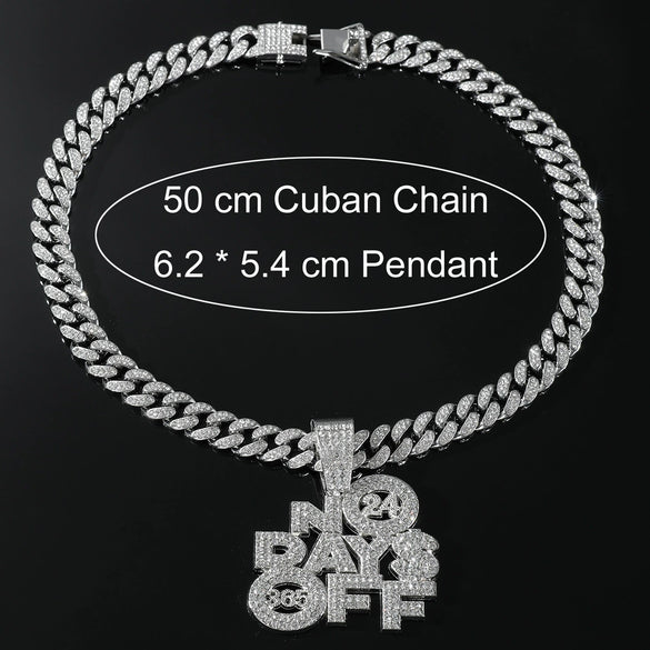 Wholesale Alloy Letter Pendant Necklace With Diamond For Men In Hiphop Style Cuban Chain