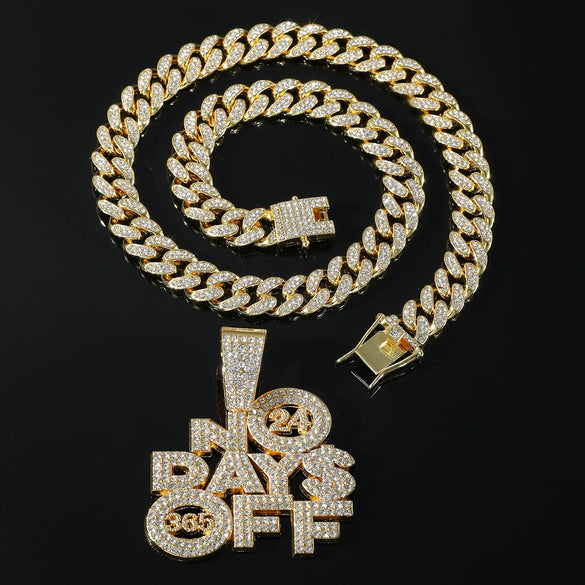 Wholesale Alloy Letter Pendant Necklace With Diamond For Men In Hiphop Style Cuban Chain