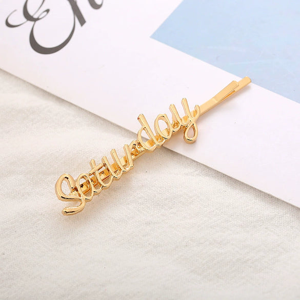 Wholesale Alloy Lettershaped Hair Clips Goldplated For Women Minimalist Style