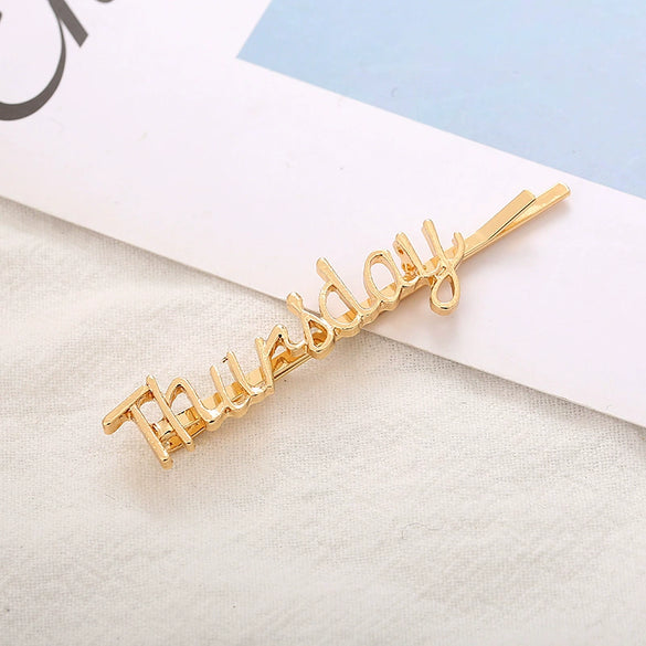 Wholesale Alloy Lettershaped Hair Clips Goldplated For Women Minimalist Style
