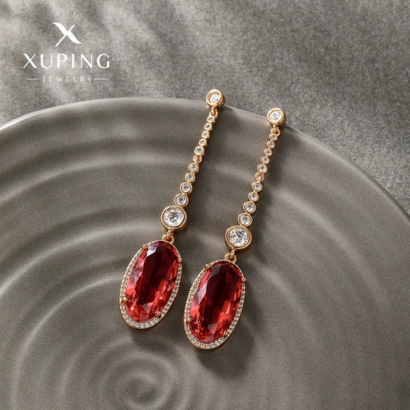 Wholesale Alloy Light Luxury Geometric Pomegranate Red Women's Earrings With Micropaved Zircon