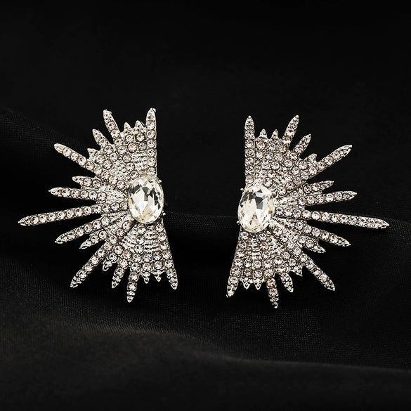 Wholesale Alloy Light Luxury Geometric Wings And Star Earrings With Electroplating For Women