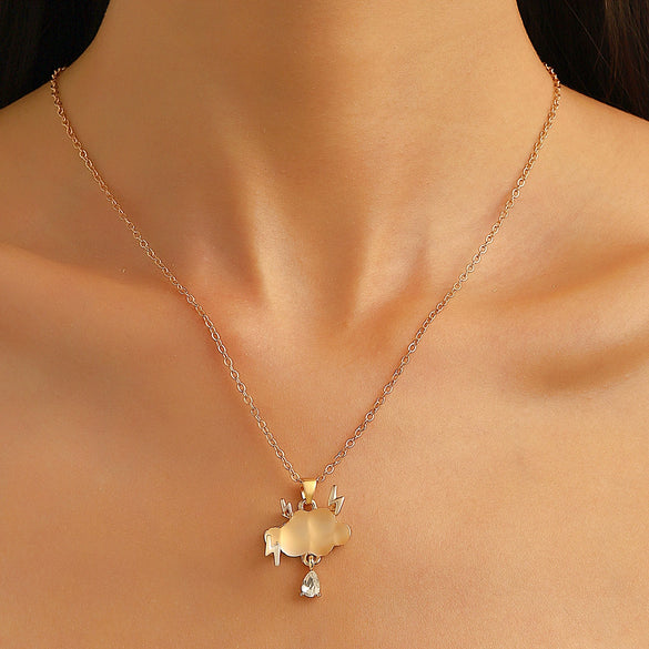 Wholesale Alloy Lightning Cloud Geometric Niche Necklace With Micro Inlaid Zircon Electroplated For Women