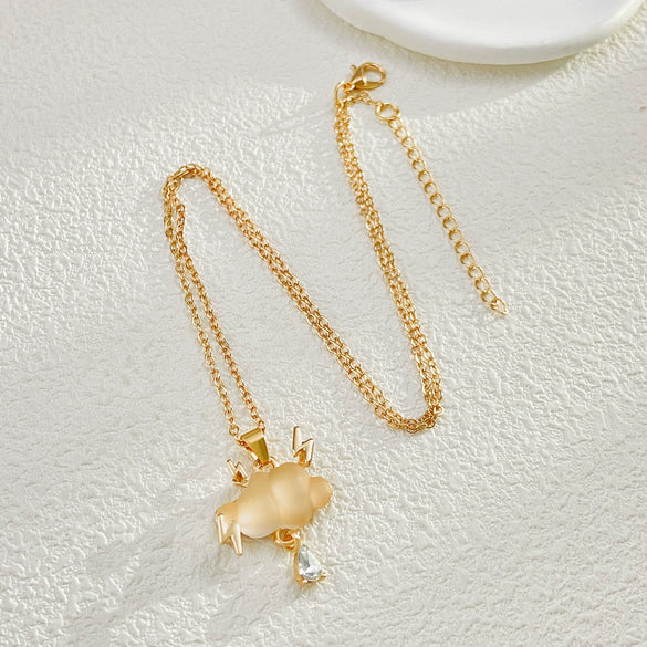 Wholesale Alloy Lightning Cloud Geometric Niche Necklace With Micro Inlaid Zircon Electroplated For Women