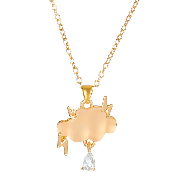 Wholesale Alloy Lightning Cloud Geometric Niche Necklace With Micro Inlaid Zircon Electroplated For Women