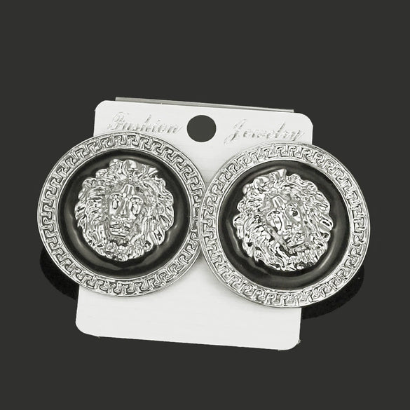Wholesale Alloy Lion Head Exaggerated Fashion Women's Earrings With Electroplating