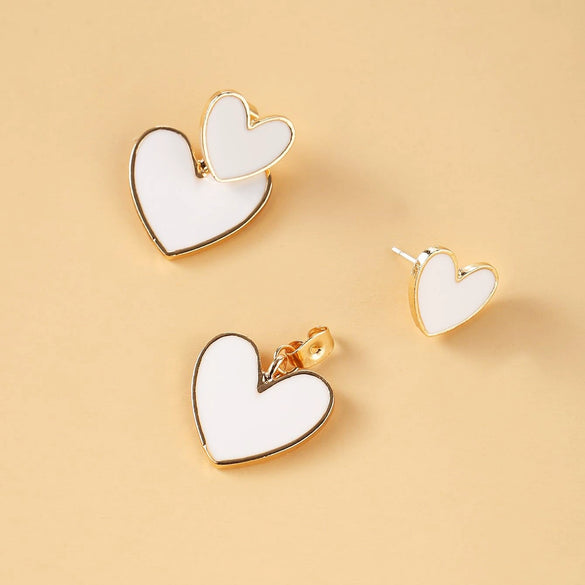 Wholesale Alloy Love Earrings With Double Layer Oil Drop Design And Peach Heart Shape