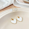 Wholesale Alloy Love Earrings With Double Layer Oil Drop Design And Peach Heart Shape