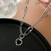 Wholesale Alloy Love Stitching Heart Pattern Water Wave Chain Necklace For Women Retro Fashion