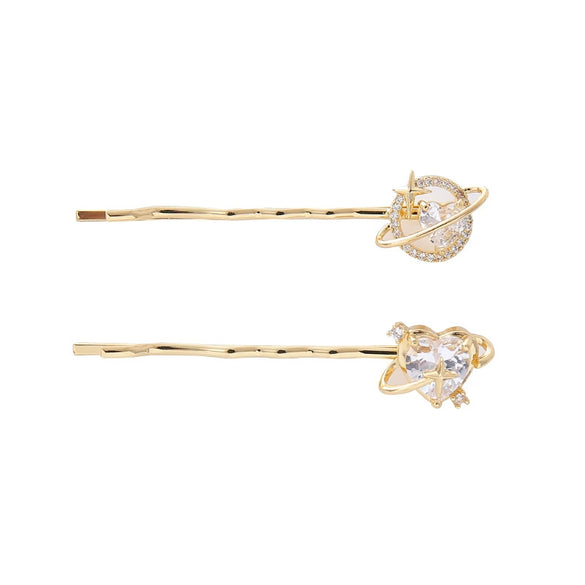 Wholesale Alloy Love Universe Planet Hairpin Clip Rhinestone Sweet Style Hair Accessories