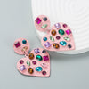 Wholesale Alloy Loveshaped Earrings With Inlaid Color Rhinestone And Diamond Design