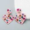 Wholesale Alloy Loveshaped Earrings With Inlaid Color Rhinestone And Diamond Design