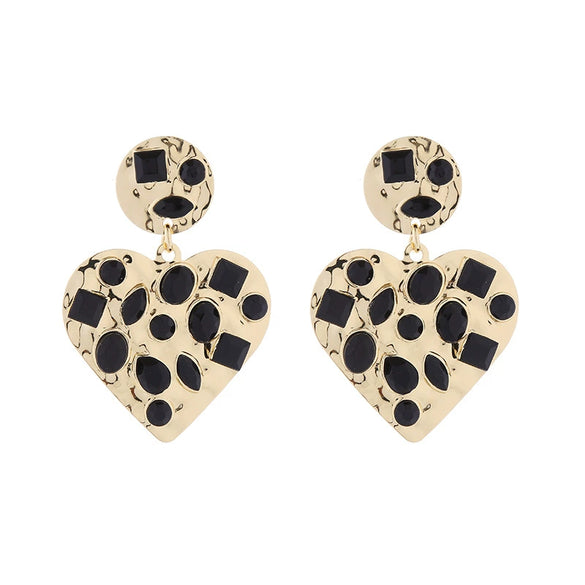Wholesale Alloy Loveshaped Earrings With Inlaid Color Rhinestone And Diamond Design