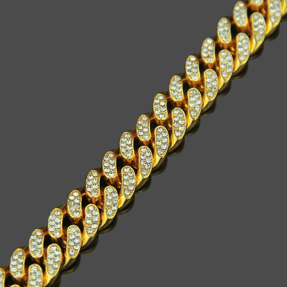 Wholesale Alloy Men's Diamond Inlaid Geometric Hiphop Style Bracelet