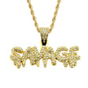 Wholesale Alloy Men's Fashion Cool Diamond Letter Pendant Necklace With Twist Chain