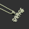 Wholesale Alloy Men's Fashion Cool Diamond Letter Pendant Necklace With Twist Chain