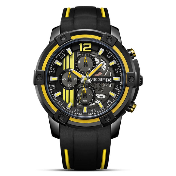 Wholesale Alloy Men's Hollow Calendar Sports Watch With Mineral Strengthened Glass Mirror And Silicone Strap