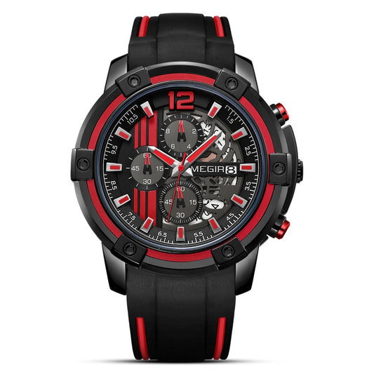 Wholesale Alloy Men's Hollow Calendar Sports Watch With Mineral Strengthened Glass Mirror And Silicone Strap