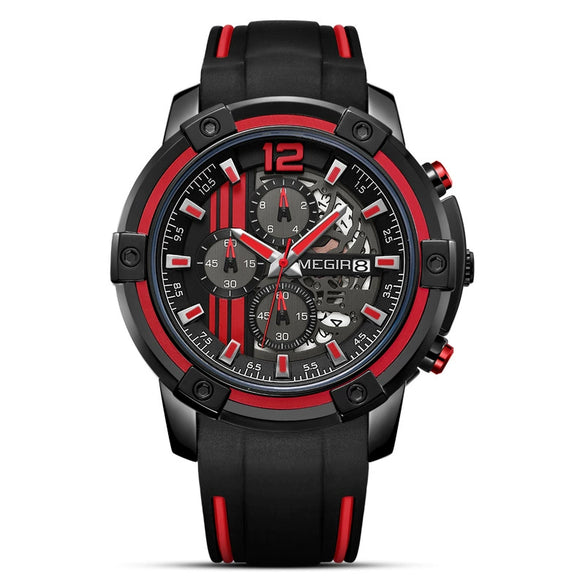 Wholesale Alloy Men's Hollow Calendar Sports Watch With Mineral Strengthened Glass Mirror And Silicone Strap