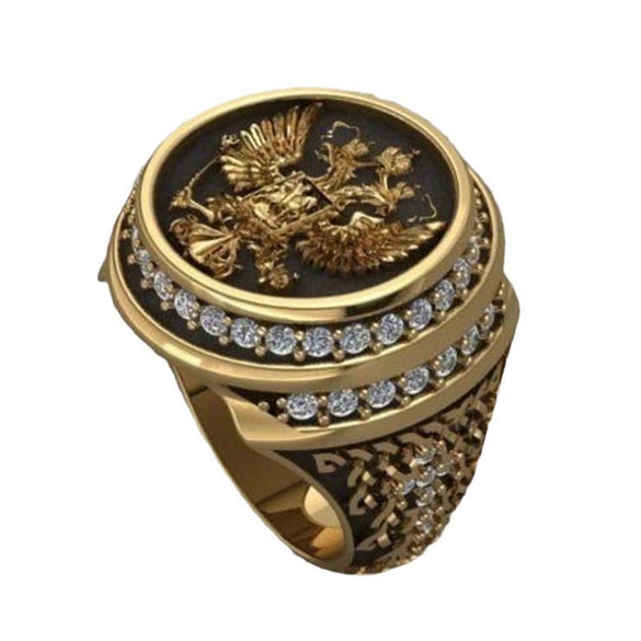 Wholesale Alloy Men's Ring Retro Angel Eagle Style Gold Plated