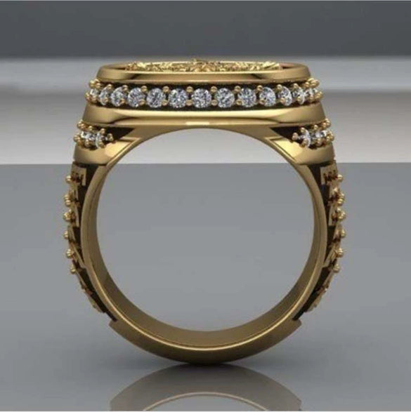 Wholesale Alloy Men's Ring Retro Angel Eagle Style Gold Plated