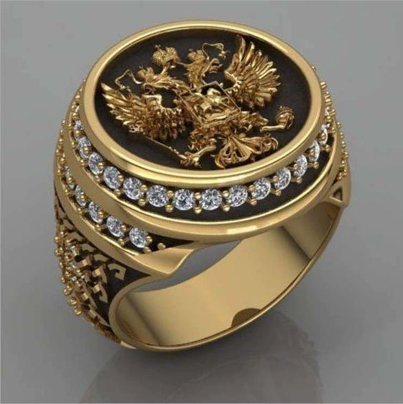 Wholesale Alloy Men's Ring Retro Angel Eagle Style Gold Plated