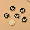 Wholesale Alloy Metal Butterfly Irregular Round Pendant Diy Handmade Jewelry Accessories With Gold Electroplating