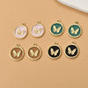 Wholesale Alloy Metal Butterfly Irregular Round Pendant Diy Handmade Jewelry Accessories With Gold Electroplating