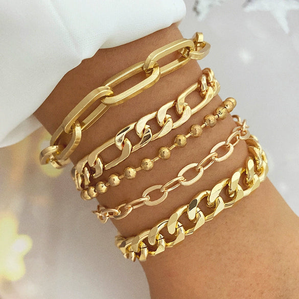 Wholesale Alloy Metal Chain Bracelet Retro Style With Star Pattern Electroplated Unisex
