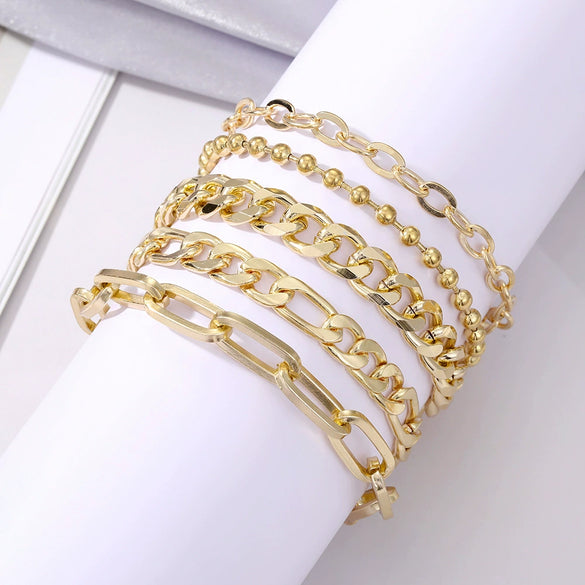Wholesale Alloy Metal Chain Bracelet Retro Style With Star Pattern Electroplated Unisex
