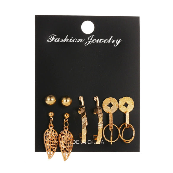 Wholesale Alloy Metal Tassel Earrings For Women With Leopard Print Leaf Cut Out Geometric Design And Electroplating Treatment