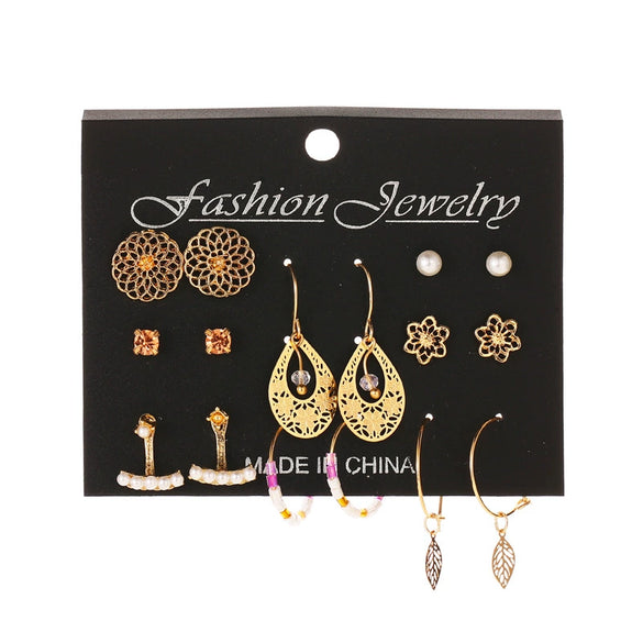Wholesale Alloy Metal Tassel Earrings For Women With Leopard Print Leaf Cut Out Geometric Design And Electroplating Treatment
