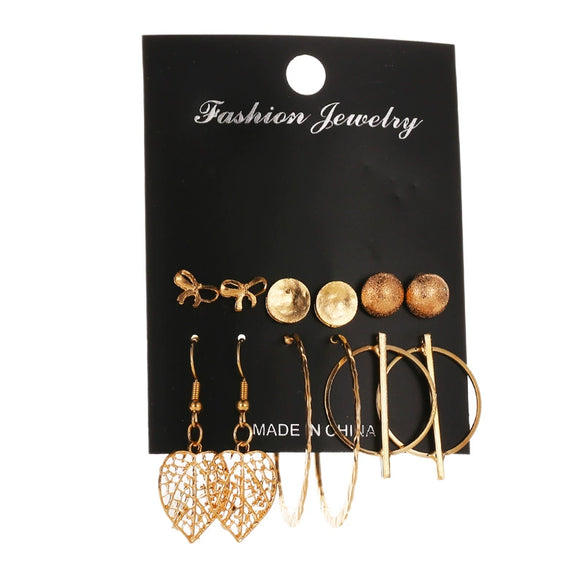 Wholesale Alloy Metal Tassel Earrings For Women With Leopard Print Leaf Cut Out Geometric Design And Electroplating Treatment