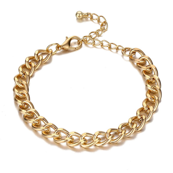 Wholesale Alloy Metal Twist Thick Chain Bracelet With Geometric Pattern And Electroplating For Unisex Hiphop Punk Style
