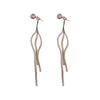 Wholesale Alloy Metallic Geometric Electroplated Two Long Tassel Pin Earrings For Women