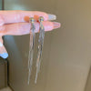 Wholesale Alloy Metallic Geometric Electroplated Two Long Tassel Pin Earrings For Women