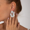 Wholesale Alloy Metallic Pleated Irregular Geometric Electroplated Earrings For Women