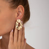 Wholesale Alloy Metallic Pleated Irregular Geometric Electroplated Earrings For Women