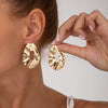 Wholesale Alloy Metallic Pleated Irregular Geometric Electroplated Earrings For Women