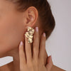 Wholesale Alloy Metallic Pleated Irregular Geometric Electroplated Earrings For Women