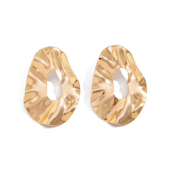 Wholesale Alloy Metallic Pleated Irregular Geometric Electroplated Earrings For Women