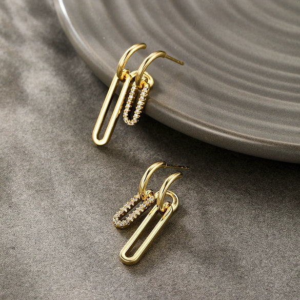 Wholesale Alloy Microinlaid Zircon Geometric Women's Earrings With Electroplating
